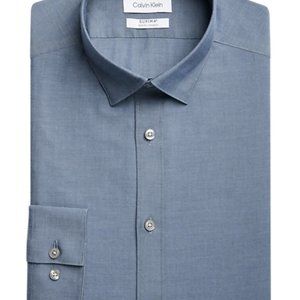 CALVIN KLEIN SLIM FIT BLUE DRESS SHIRT MEN'S  SZ 19  34/35  NWT